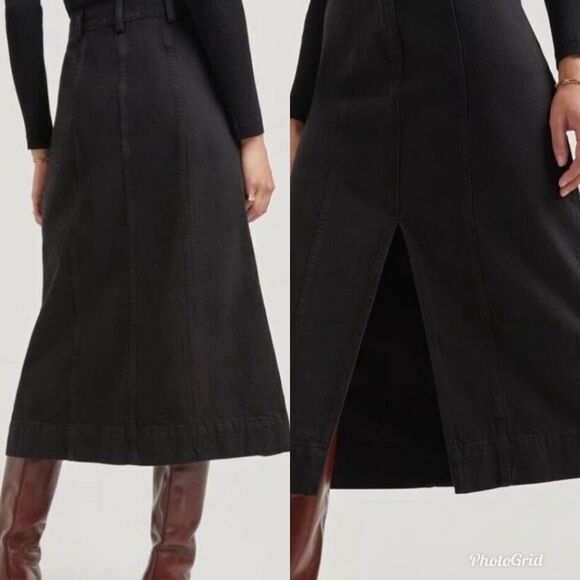 Revolve Mara Hoffman Nikita Denim Jean Black Pencil Midi Skirt - Picture 2 of 11